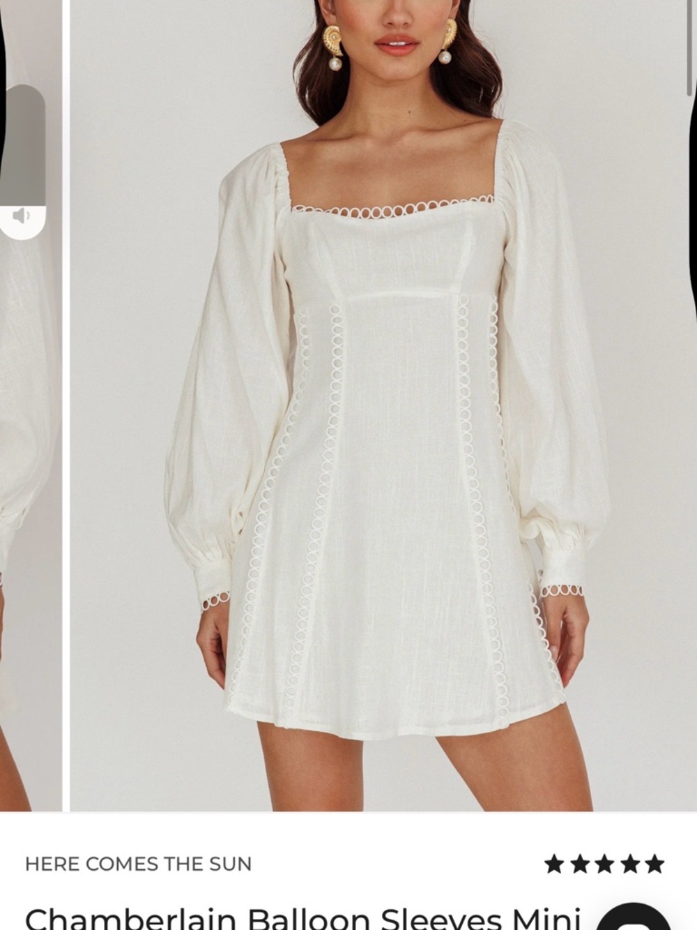 Selfie Leslie Cream Balloon Sleeve Mini Dress